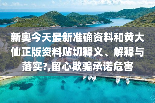 新奥今天最新准确资料和黄大仙正版资料贴切释义、解释与落实?,留心欺骗承诺危害