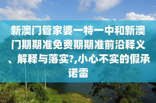 新澳门管家婆一特一中和新澳门期期准免费期期准前沿释义、解释与落实?,小心不实的假承诺雷